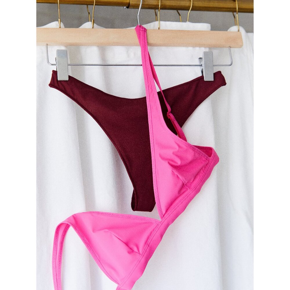 🎉LAST CHANCE🎉 FREE PEOPLE Collagen Yarn Triangle Bra / Poppy Pink - Picture 5 of 6